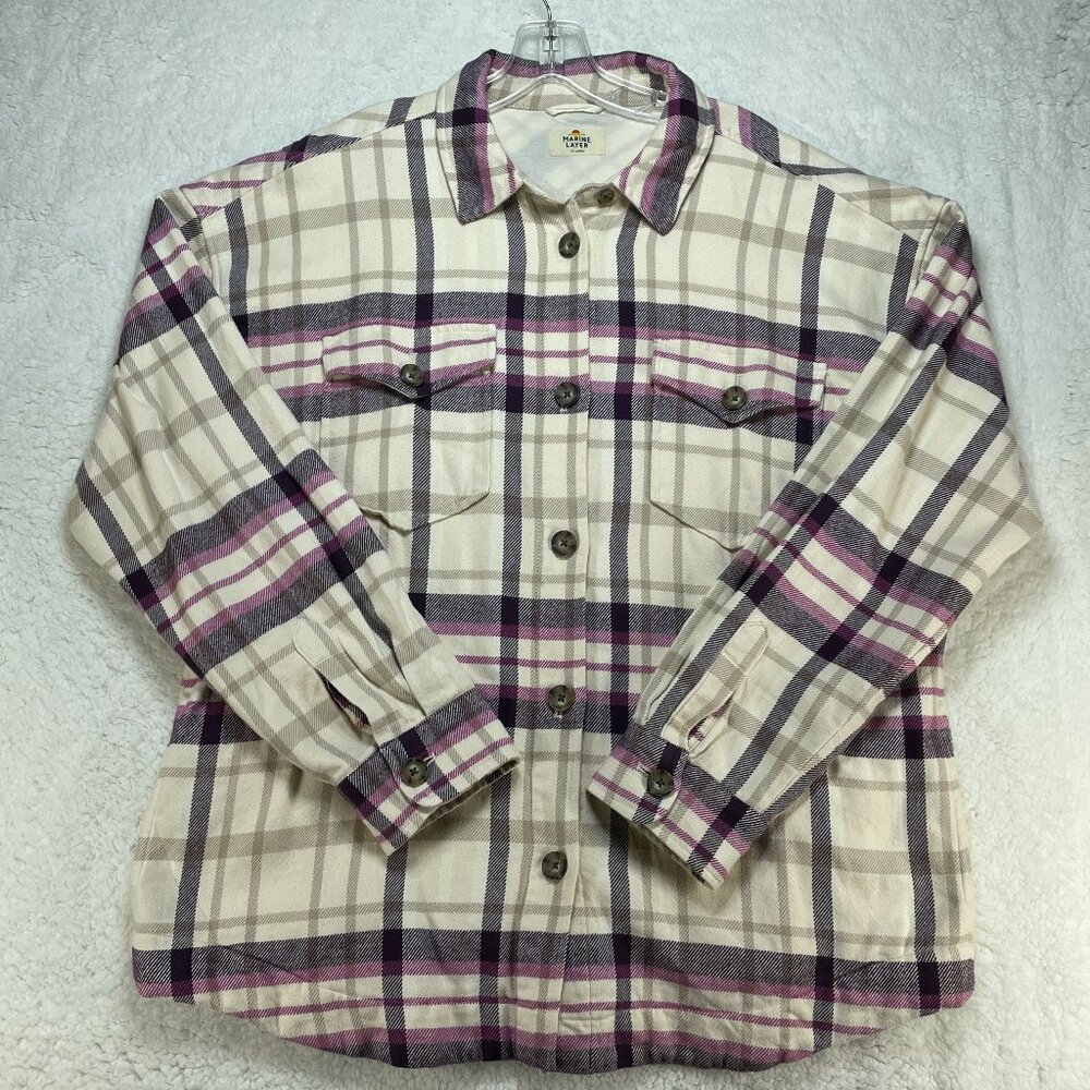 Marine Layer Bailey Flannel Shacket Women’s XL Button Up Chore Cotton Pockets
